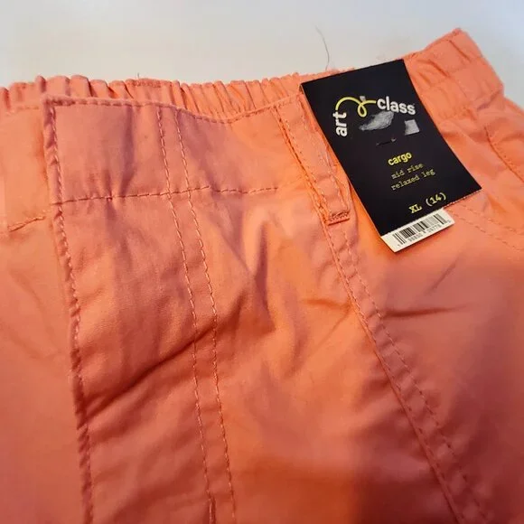 Art Class Girls Cargo Pants Relaxed leg  XL 14 Coral Cotton & Recycled Polyester - Picture 2 of 9